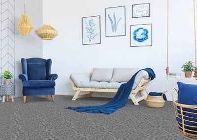 Patterned Carpet Flooring in Den Room