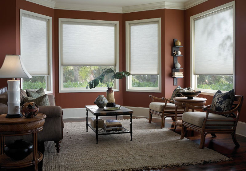 Neutral Honeycomb/Cellular Window Coverings in Home Office