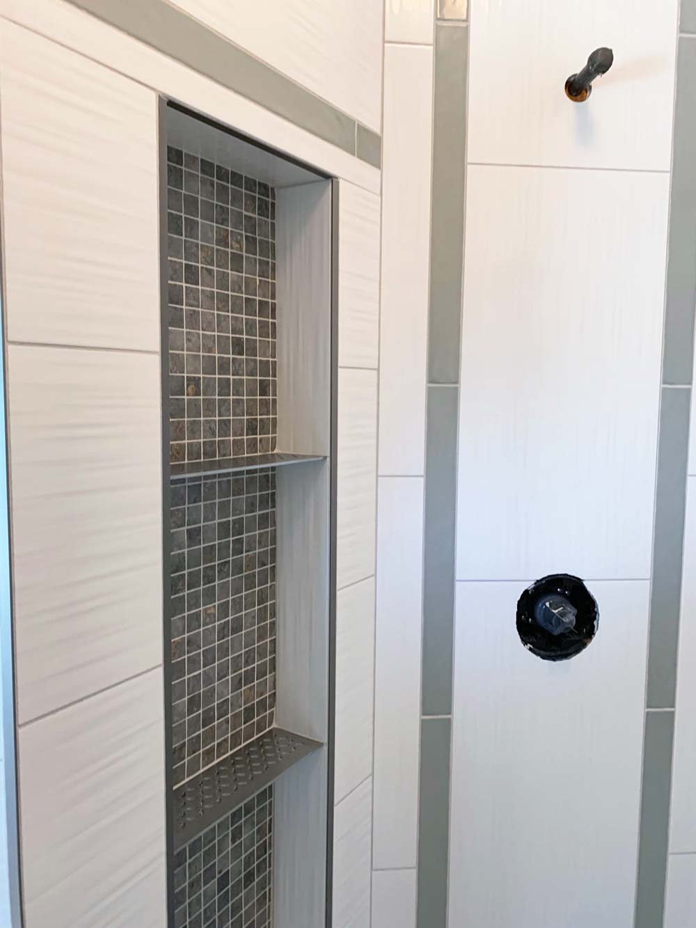 Tile shower shelf